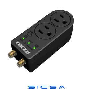 PROTECTOR DE VOLTAJE 2 SALIDA + SALIDA COAXIAL: 120V : 1400J : NEGRO FORZA - FVP-0200C