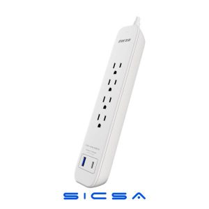 REGLETA ELECTRICA 4 SALIDAS 1- USBA 1-USBC 110V COLOR BLANCO FORZA FSP-411USBCW