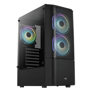 CASE RGB AEROCOOL QUANTUM MESH-G-BK-V3 MID TOWER VENTILADORES 3 DE 120MM CON VIDRIO LATERAL Y MALLA FRONTAL ACCM-PV31133.11 NEGRO