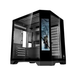 CASE EAGLE WARRIOR CG01KVRA001C MINI TOWER SIN VENTILACION INCLUIDA CON VIDRIO TEMPLADO LATERAL SIN FUENTE CON PANTALLA DE 9.16" NEGRO