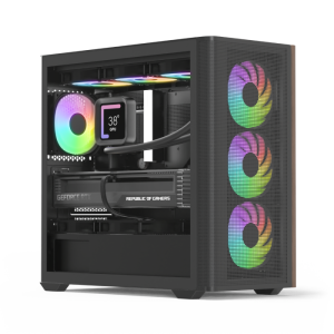 CASE GAMING RGB AEROCOOL D301A MINI TOWER VENTILADORES 4 DE 120MM CON VIDRIO LATERAL Y MALLA FRONTAL D301A-G-BK-V2 NEGRO